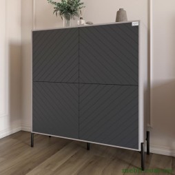 Комод-пенал з чорними металевими ніжками LION Амарант 114х40х126,5 Кашемір/Графітовий