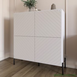 Комод-пенал з чорними металевими ніжками LION Амарант 114х40х126,5 Німфея Альба (білий)/Білий