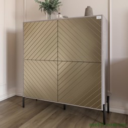 Комод-пенал з чорними металевими ніжками LION Амарант 114х40х126,5 Шварцвальд/Перламутровий металік