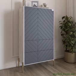 Комод-пенал з рельєфним оздобленням фасаду та золотими металевими ніжками LION Амарант 84x40x150 Бетон/Графітовий