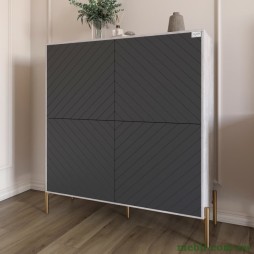 Комод-пенал з золотими металевими ніжками LION Амарант 114х40х126,5 Бетон/Графітовий