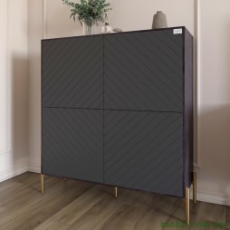 Комод-пенал з золотими металевими ніжками LION Амарант 114х40х126,5 Бетон темний/Графітовий