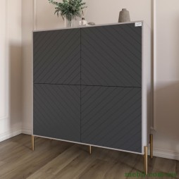 Комод-пенал з золотими металевими ніжками LION Амарант 114х40х126,5 Кашемір/Графітовий