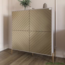 Комод-пенал з золотими металевими ніжками LION Амарант 114х40х126,5 Кашемір/Перламутровий металік