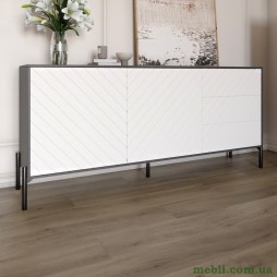 Комод з чорними металевими ніжками LION Амарант 168x40x76,5 Антрацит/Білий