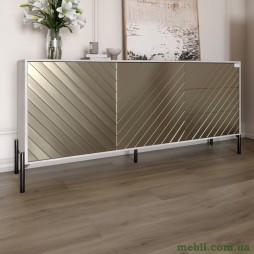 Комод з чорними металевими ніжками LION Амарант 168x40x76,5 Бетон/Перламутровий металік