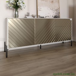 Комод з чорними металевими ніжками LION Амарант 168x40x76,5 Бетон SТyle/Перламутровий металік