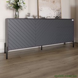 Комод з чорними металевими ніжками LION Амарант 168x40x76,5 Бетон темний/Графітовий
