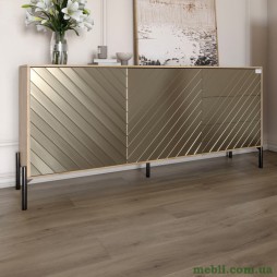 Комод з чорними металевими ніжками LION Амарант 168x40x76,5 Дуб Аппалачі/Перламутровий металік