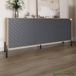 Комод з чорними металевими ніжками LION Амарант 168x40x76,5 Дуб артизан/Графітовий