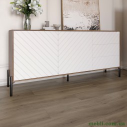 Комод з чорними металевими ніжками LION Амарант 168x40x76,5 Дуб Ліворно/Білий