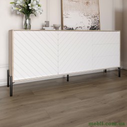 Комод з чорними металевими ніжками LION Амарант 168x40x76,5 Дуб сонома/Білий