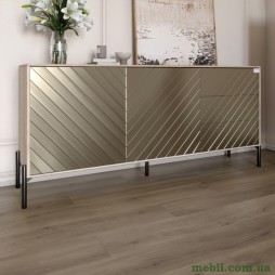 Комод з чорними металевими ніжками LION Амарант 168x40x76,5 Дуб сонома/Перламутровий металік