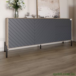 Комод з чорними металевими ніжками LION Амарант 168x40x76,5 Дуб сонома трюфель/Графітовий