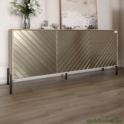 Комод з чорними металевими ніжками LION Амарант 168x40x76,5 Дуб сонома трюфель/Перламутровий металік