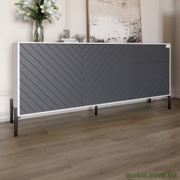 Комод з чорними металевими ніжками LION Амарант 168x40x76,5 Німфея Альба (білий)/Графітовий