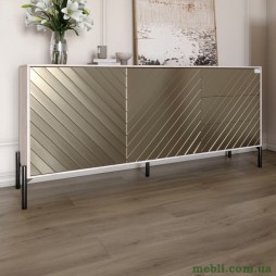 Комод з чорними металевими ніжками LION Амарант 168x40x76,5 Самоа Димчастий/Перламутровий металік