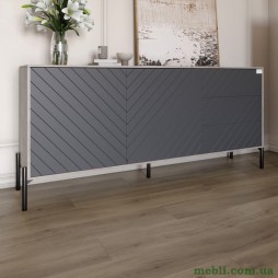 Комод з чорними металевими ніжками LION Амарант 168x40x76,5 Шварцвальд/Графітовий