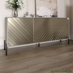 Комод з чорними металевими ніжками LION Амарант 168x40x76,5 Шварцвальд/Перламутровий металік