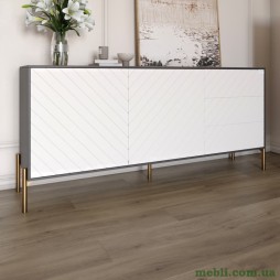 Комод з золотими металевими ніжками LION Амарант 168x40x76,5 Антрацит/Білий