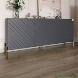 Комод з золотими металевими ніжками LION Амарант 168x40x76,5 Антрацит/Графітовий