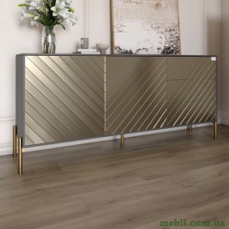 Комод з золотими металевими ніжками LION Амарант 168x40x76,5 Антрацит/Перламутровий металік