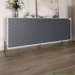 Комод з золотими металевими ніжками LION Амарант 168x40x76,5 Бетон SТyle/Графітовий