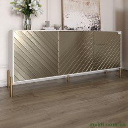 Комод з золотими металевими ніжками LION Амарант 168x40x76,5 Бетон SТyle/Перламутровий металік