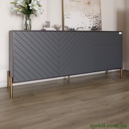 Комод з золотими металевими ніжками LION Амарант 168x40x76,5 Бетон темний/Графітовий