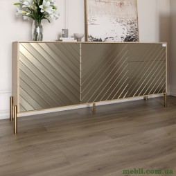 Комод з золотими металевими ніжками LION Амарант 168x40x76,5 Дуб Аппалачі/Перламутровий металік