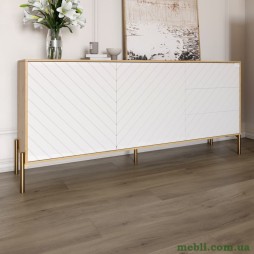 Комод з золотими металевими ніжками LION Амарант 168x40x76,5 Дуб Артизан/Білий