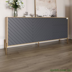 Комод з золотими металевими ніжками LION Амарант 168x40x76,5 Дуб Артизан/Графітовий