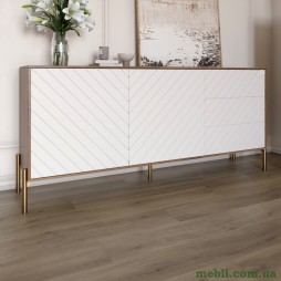 Комод з золотими металевими ніжками LION Амарант 168x40x76,5 Дуб Ліворно/Білий