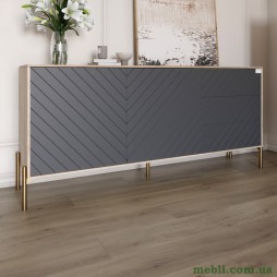 Комод з золотими металевими ніжками LION Амарант 168x40x76,5 Дуб сонома/Графітовий