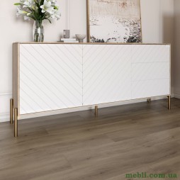 Комод з золотими металевими ніжками LION Амарант 168x40x76,5 Дуб сонома трюфель/Білий