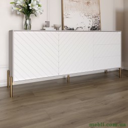 Комод з золотими металевими ніжками LION Амарант 168x40x76,5 Кашемір/Білий