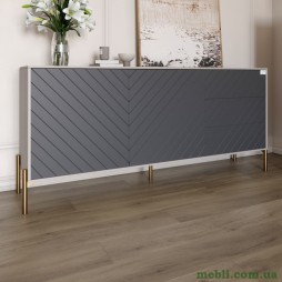 Комод з золотими металевими ніжками LION Амарант 168x40x76,5 Кашемір/Графітовий