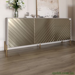 Комод з золотими металевими ніжками LION Амарант 168x40x76,5 Кашемір/Перламутровий металік