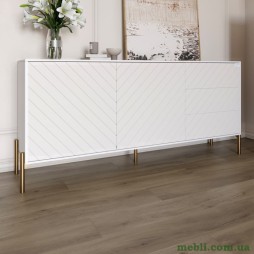 Комод з золотими металевими ніжками LION Амарант 168x40x76,5 Німфея Альба (білий)/Білий
