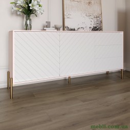 Комод з золотими металевими ніжками LION Амарант 168x40x76,5 Рожевий/Білий