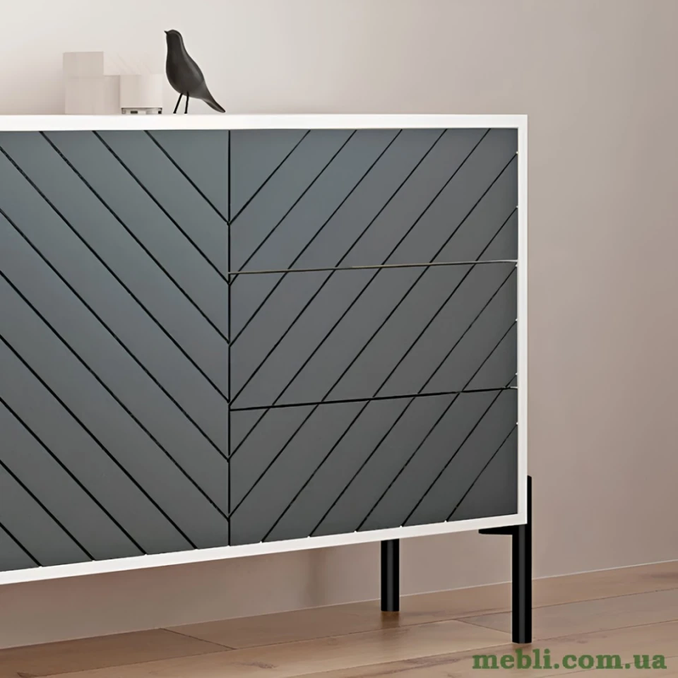 Комод з золотими металевими ніжками LION Амарант 168x40x76,5 Рожевий/Білий