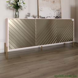 Комод з золотими металевими ніжками LION Амарант 168x40x76,5 Рожевий/Перламутровий металік