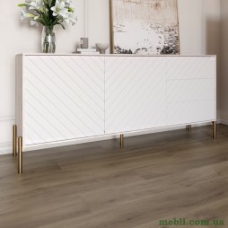 Комод з золотими металевими ніжками LION Амарант 168x40x76,5 Самоа Димчастий/Білий