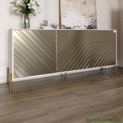 Комод з золотими металевими ніжками LION Амарант 168x40x76,5 Самоа Димчастий/Перламутровий металік