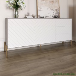 Комод з золотими металевими ніжками LION Амарант 168x40x76,5 Шварцвальд/Білий