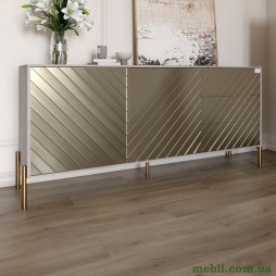 Комод з золотими металевими ніжками LION Амарант 168x40x76,5 Шварцвальд/Перламутровий металік