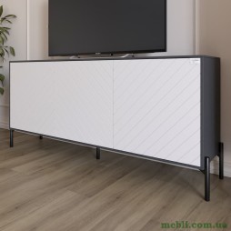 Тумба під телевізор із чорними металевими ніжками LION Амарант 168x40x76,5 Антрацит/Білий