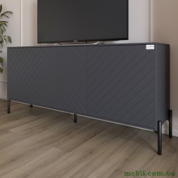Тумба під телевізор із чорними металевими ніжками LION Амарант 168x40x76,5 Антрацит/Графітовий