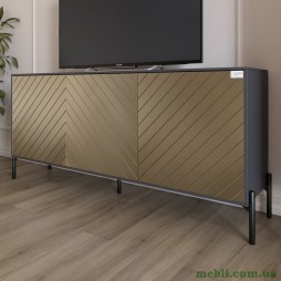 Тумба під телевізор із чорними металевими ніжками LION Амарант 168x40x76,5 Антрацит/Перламутровий металік