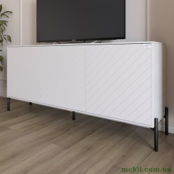 Тумба під телевізор із чорними металевими ніжками LION Амарант 168x40x76,5 Бетон SТyle/Білий